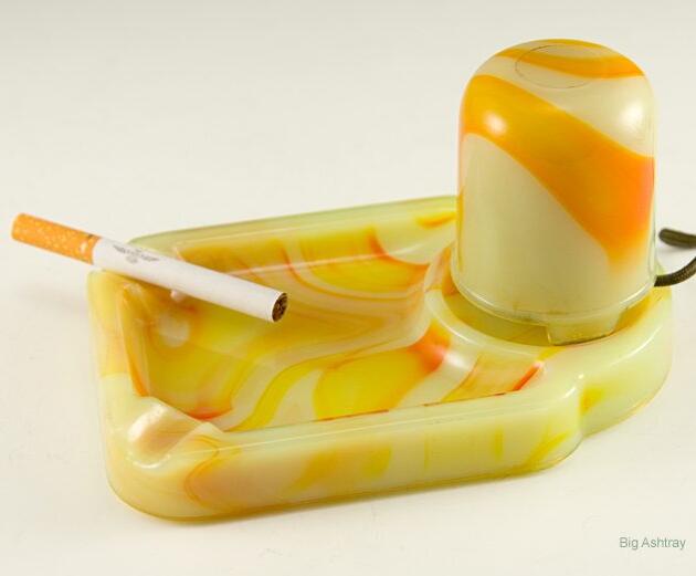 Antique Agate Glass Ashtray and Electric Lighter