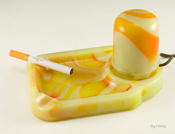 Antique Agate Glass Ashtray and Electric Lighter