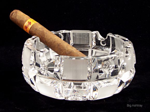 Art Deco Block Cut Vintage Crystal Ashtray