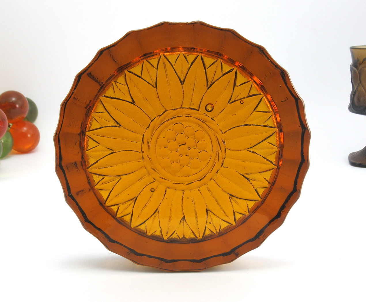 Large Retro Ashtray in Heavy Amber Glass - Image 3