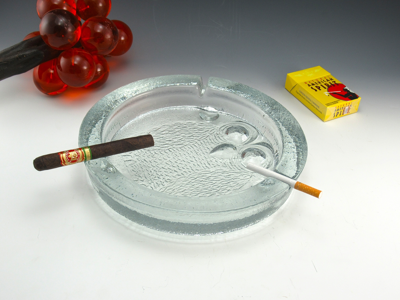 Huge Vintage Crystal Ghosted Owl Ashtray by Blenko Art Glass - Image 2