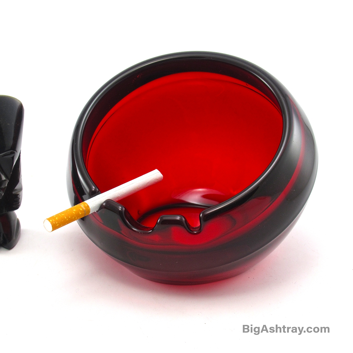 Big Ashtray Orb in Ruby by Viking Art Glass Vintage USA - Image 3