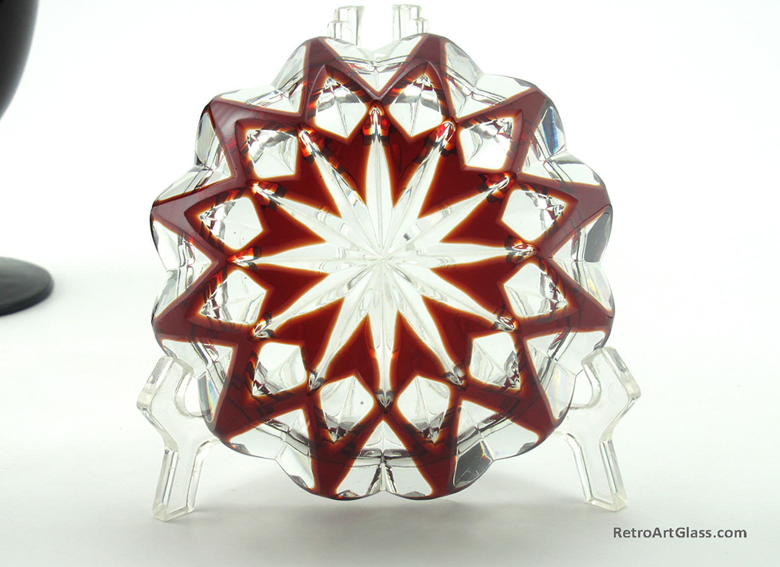 Antique Crystal Ruby Cut to Clear Upscale Ashtray - Image 4