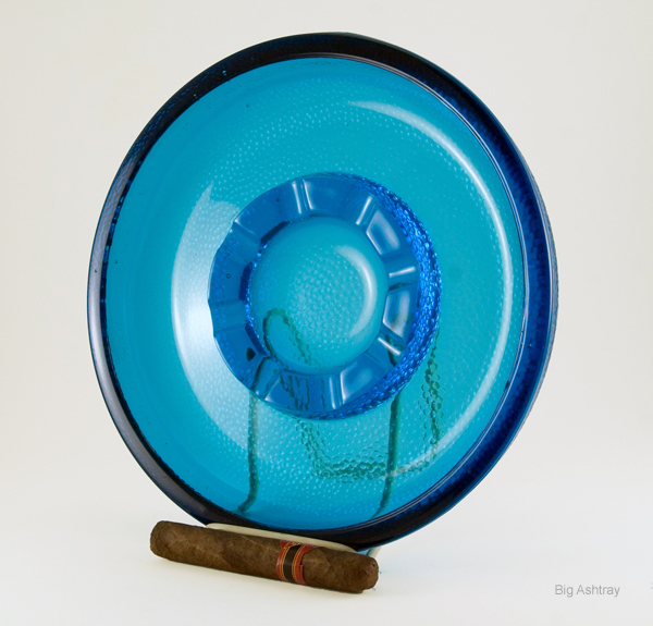 Big Blue Party Ashtray in Retro Vintage Glass