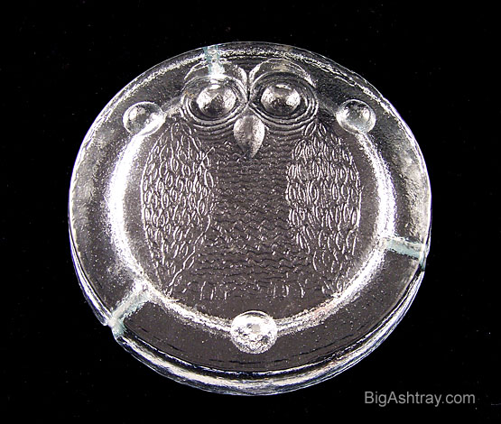 Huge Vintage Crystal Ghosted Owl Ashtray by Blenko Art Glass - Image 4
