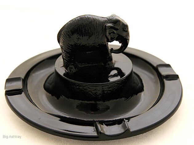 Black Amethyst Elephant Depression Glass Ashtray