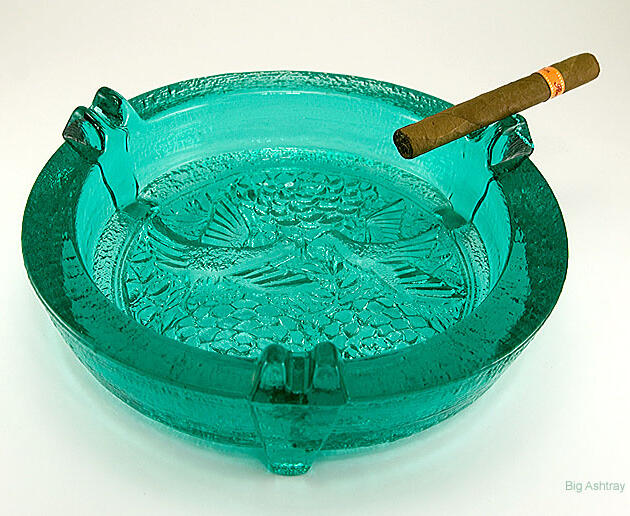 Blenko Glass Oriental Sea Green Huge Ashtray