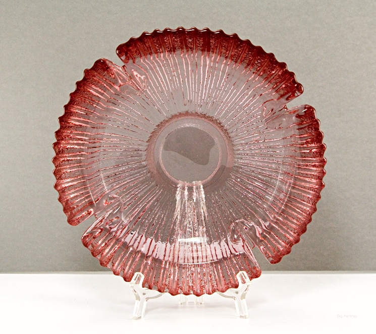 Rare Blenko Rose Art Glass Ashtray Large Deep Bowl - Image 4