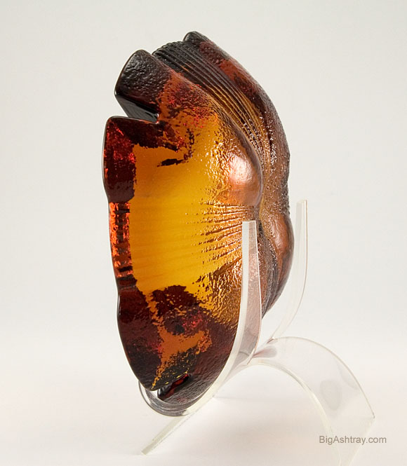 Huge Blenko Art Glass Ashtray in Burnt Amber - Image 4