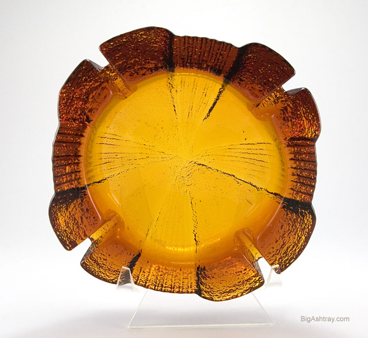 Huge Blenko Art Glass Ashtray in Burnt Amber - Image 3