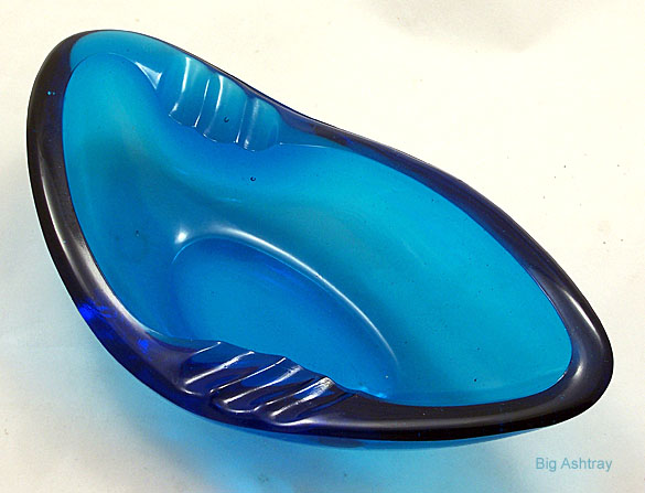 Blue Glass Kidney Bean Ashtray