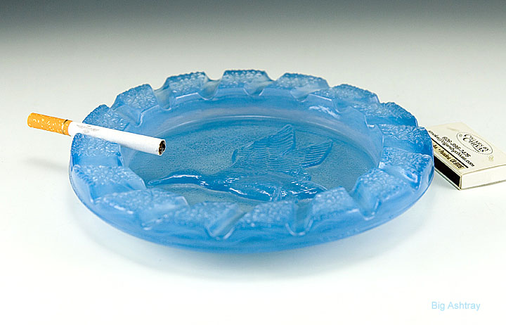 Imperial Blue Opaline Glass Ashtray - Image 2