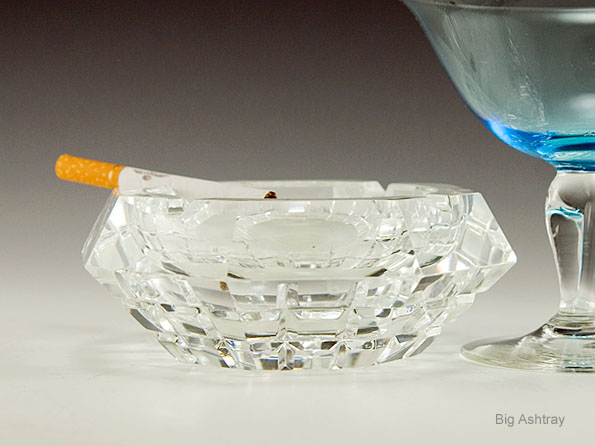 Brilliant Beveled Crystal Block Cut Ashtray