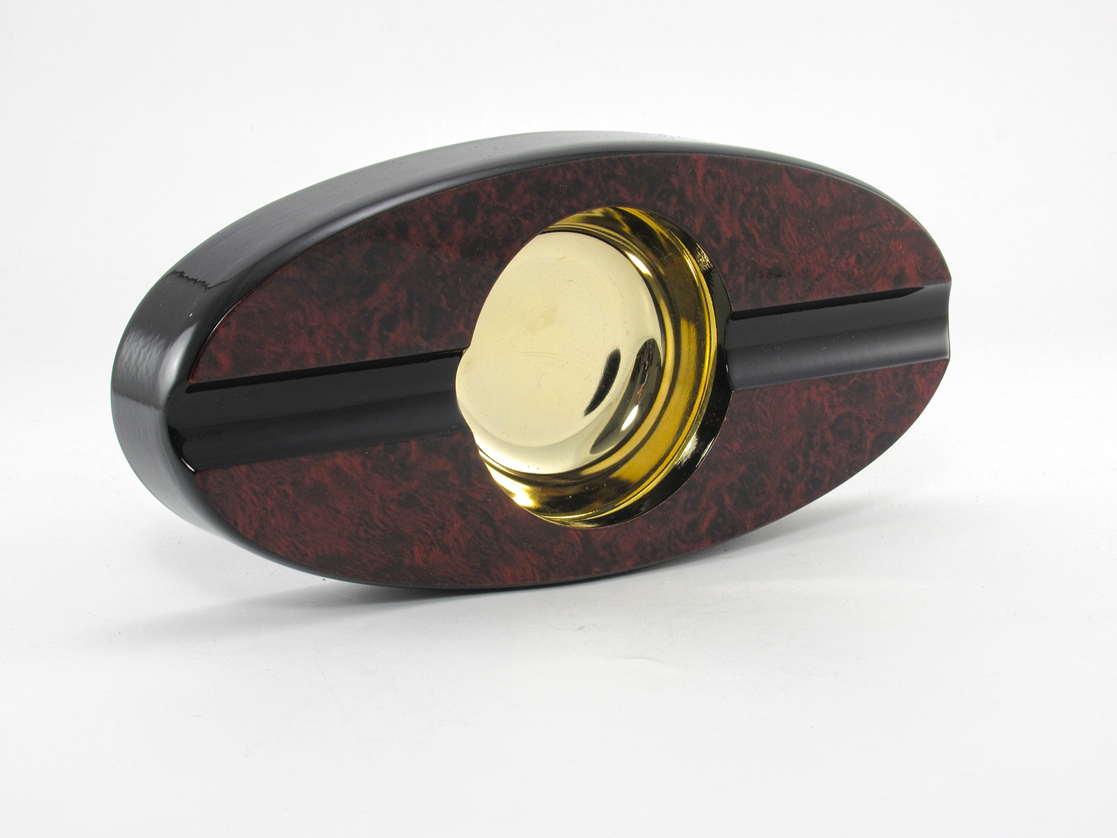 Two Finger Cigar Ashtray in Dark Burl Wood Finish