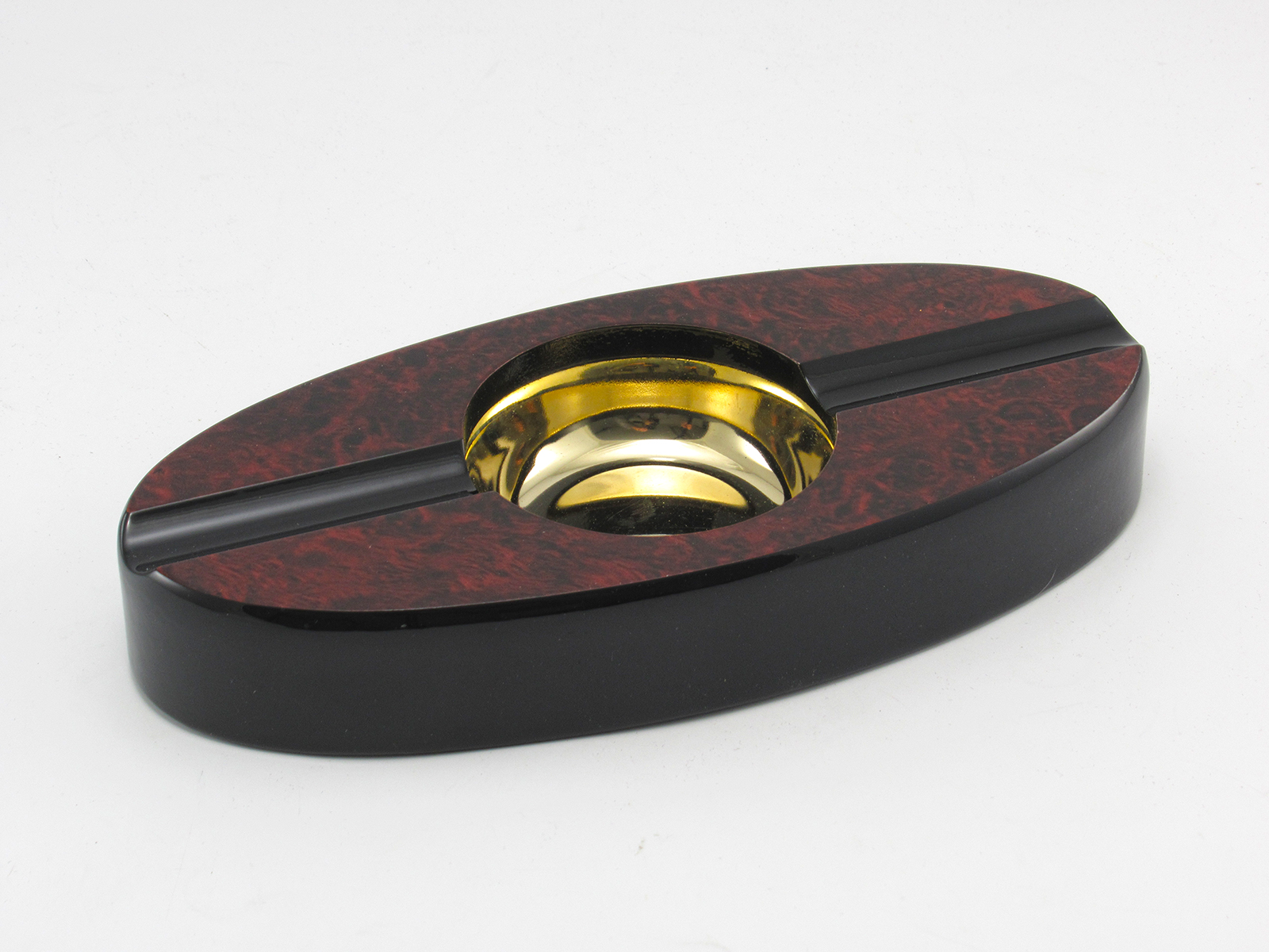 Two Finger Cigar Ashtray in Dark Burl Wood Finish - Image 2