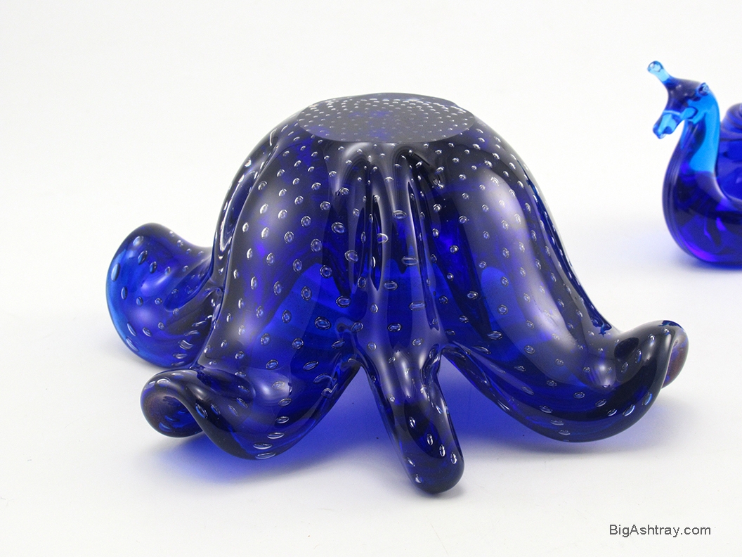 Barovier & Toso Bullicante Glass Leaf Cigar Bowl with Copper Aventurine Murano - Image 5