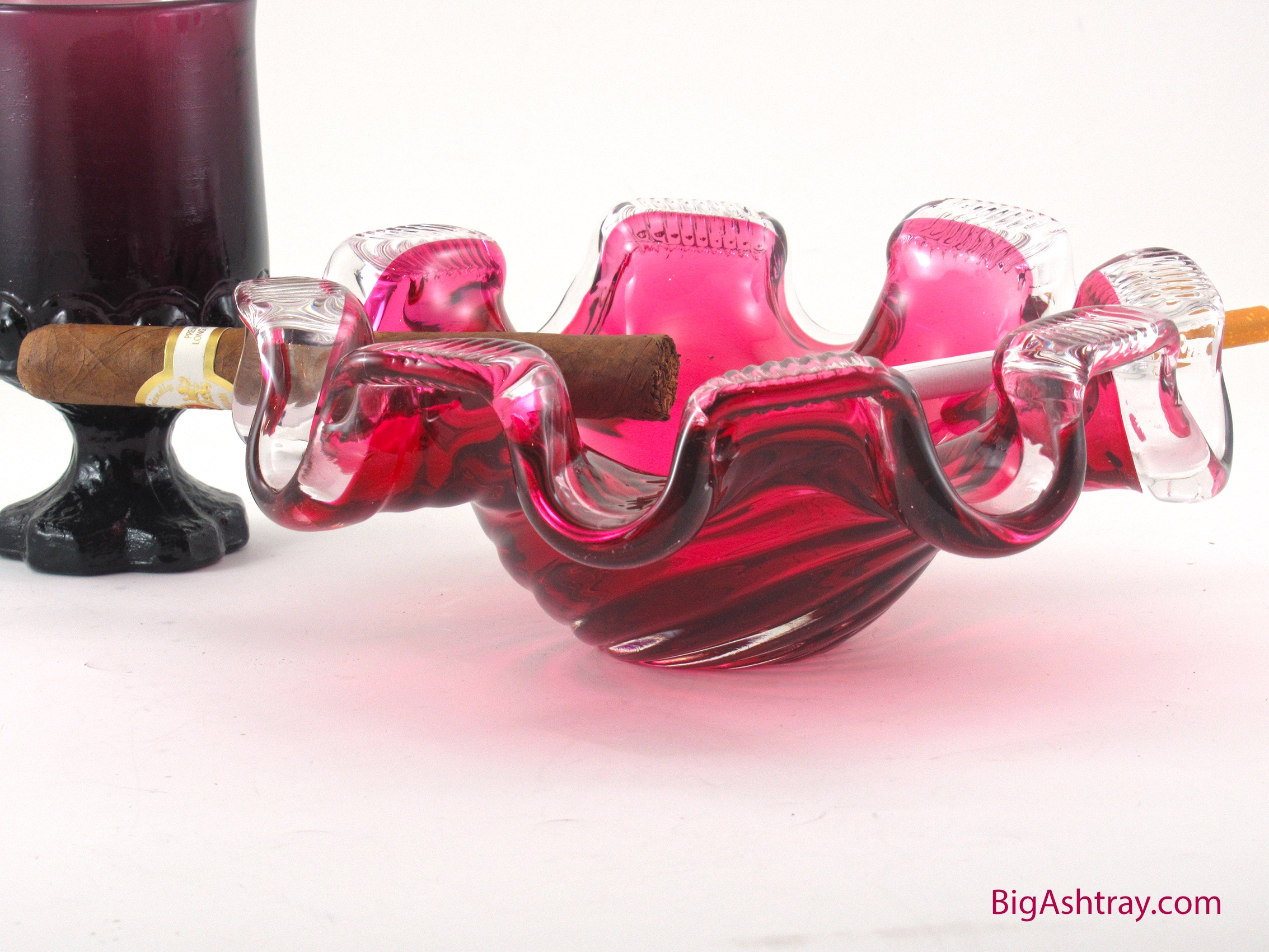 Chalet Glass Cigar Ashtray Large Deep Rests and Ridged Rollers