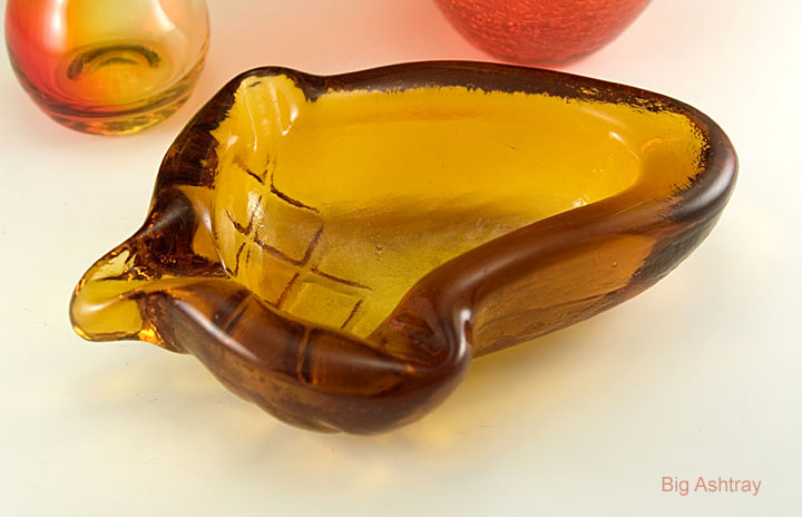 Cigar Ashtray Acorn in Luscious Amber Glass