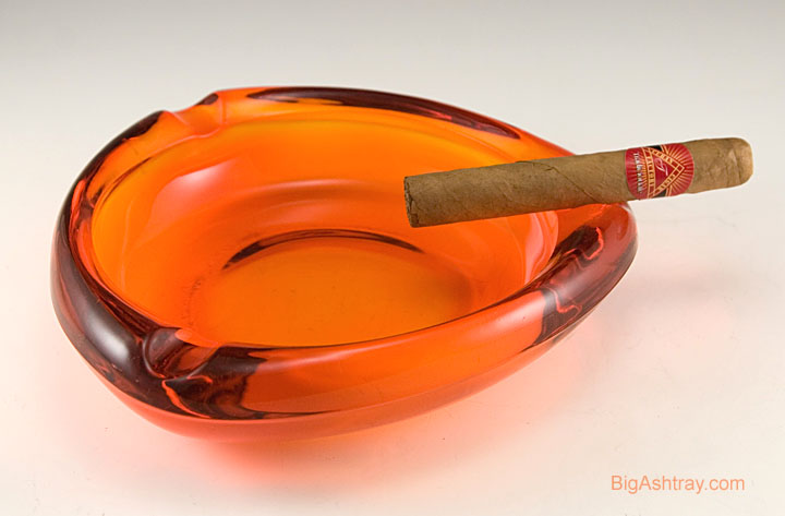 Cigar Ashtray in Vintage Persimmon Viking Art Glass