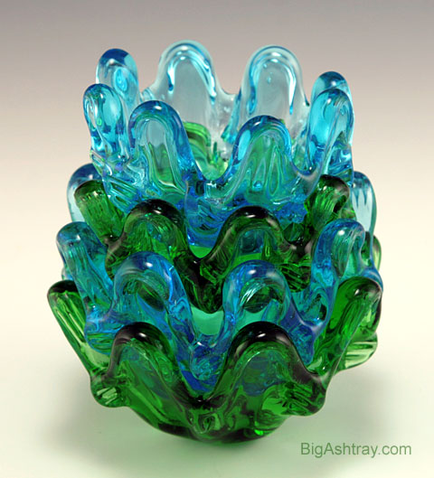 Colorful Hand-Made Art Glass Ashtray Set - Image 2