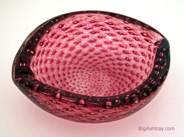 Cranberry Webbed Bubbles Italian Glass Cigar Bowl
