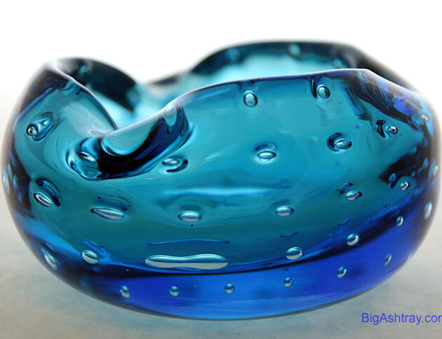Deep Blue Heavy Glass Ashtray Bowl