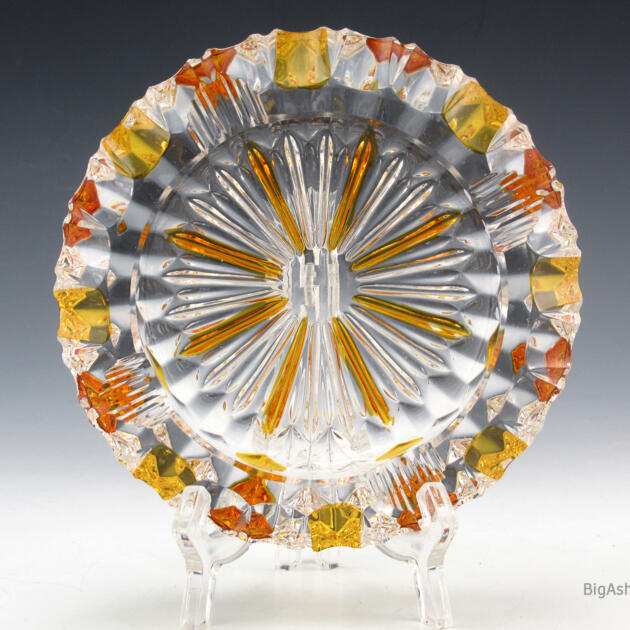 Duncan Miller Amber Stained Antique Crystal Ashtray USA
