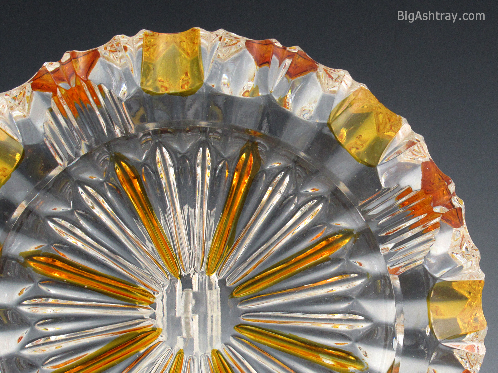 Duncan Miller Amber Stained Antique Crystal Ashtray USA - Image 3
