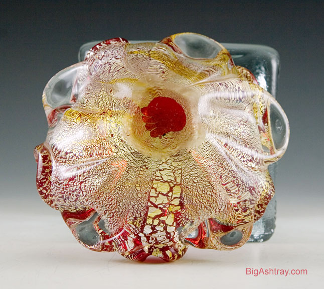 Exquisite Vintage Venetian Gold Veil Art Glass Ashtray - Image 4