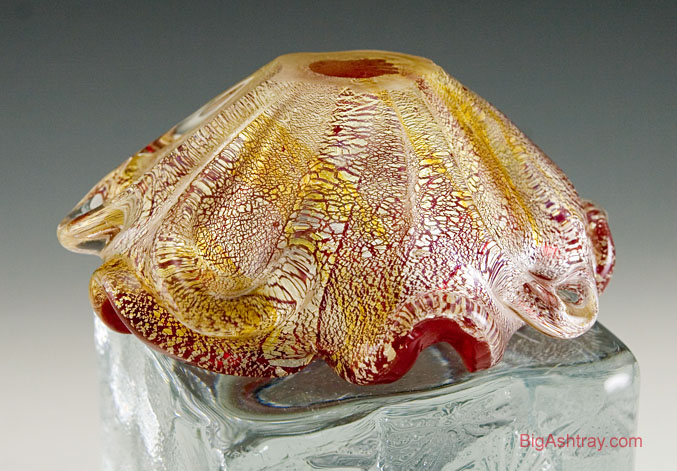 Exquisite Vintage Venetian Gold Veil Art Glass Ashtray - Image 3