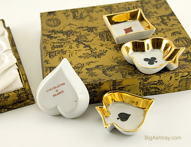 Fancy French Porcelain Game Table Ashtray Set - Image 2
