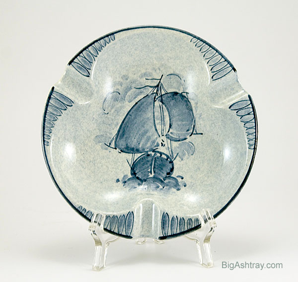 Flow Blue Villeroy and Boch Junk Ship Ashtray from the 1950s