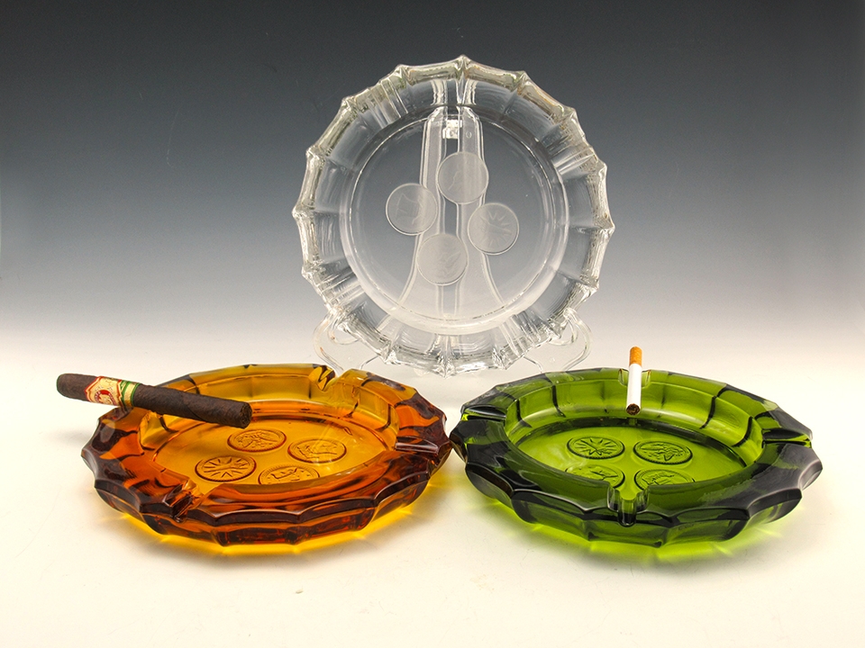 Fostoria Coin Glass Dual Size Rest Vintage Glass Ashtrays