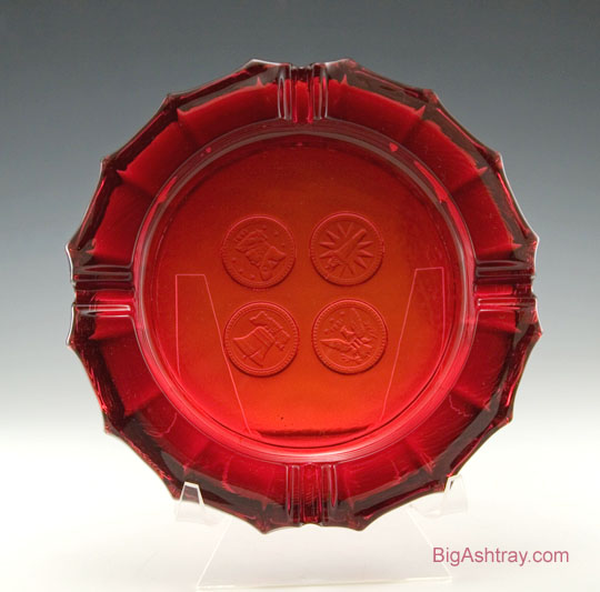 Fostoria Coin Glass Dual-Size Rest Ashtray in Ruby
