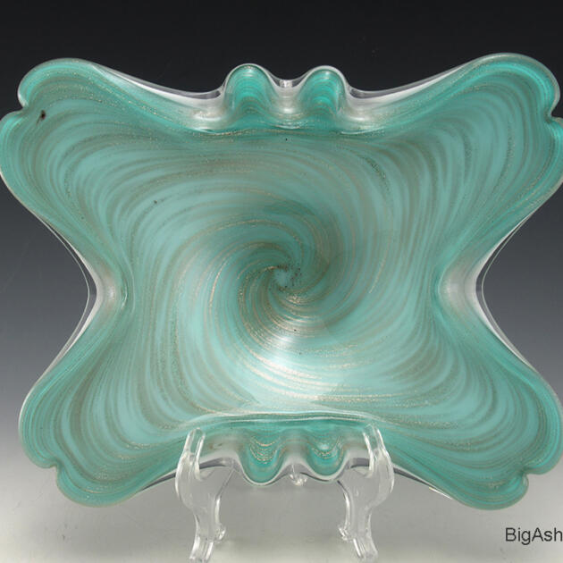 Fratelli Toso Murano Glass Vortex Butterfly Ashtray Bowl