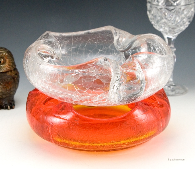 Clear Crackle Glass Vintage Cigar Ashtray by Viking - Image 5