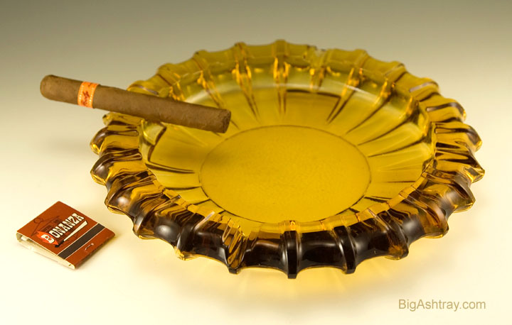 Honey Amber Cigar Ashtray with Dual Size Rests