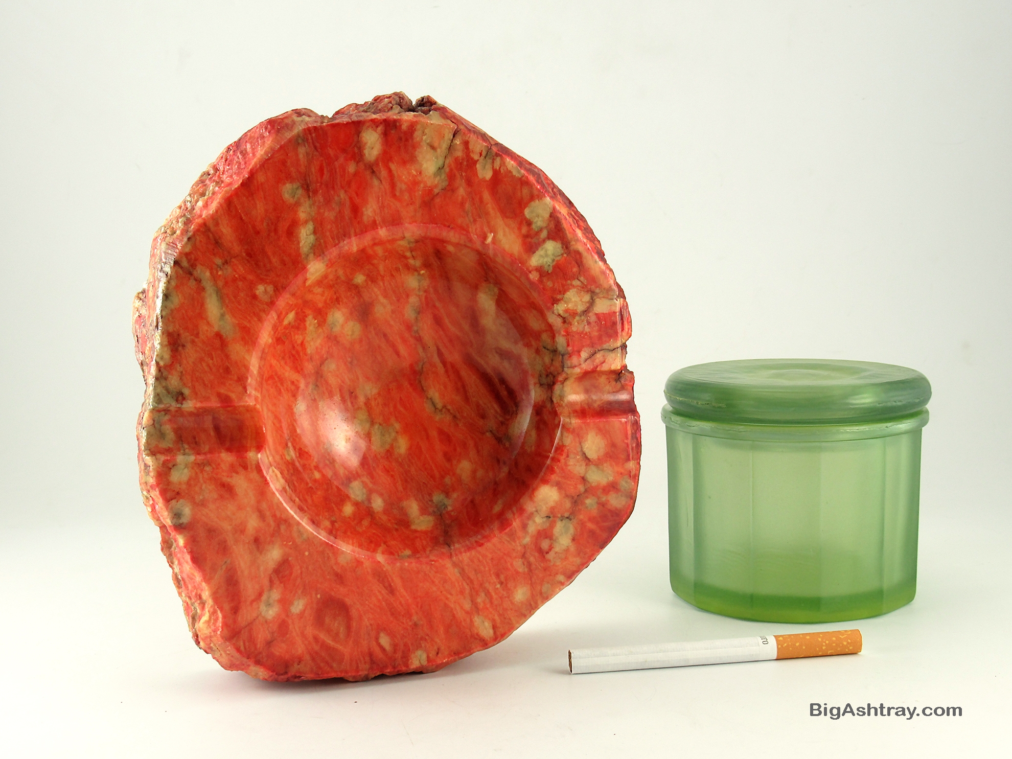 Vintage Alabaster Groovy Orange Ashtray Mid-Century Italy Label - Image 2