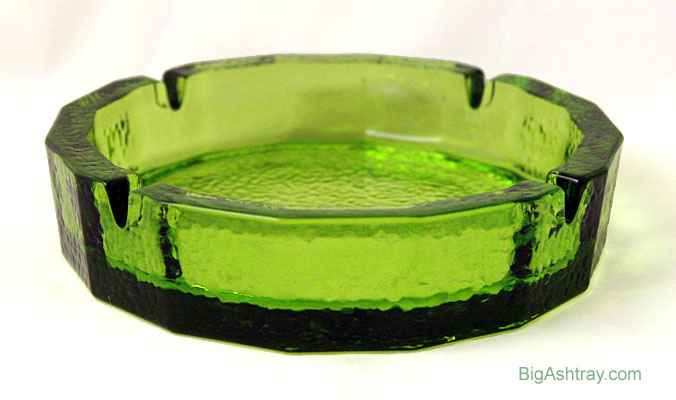 Heavy Green Hammered Glass Patio Ashtray