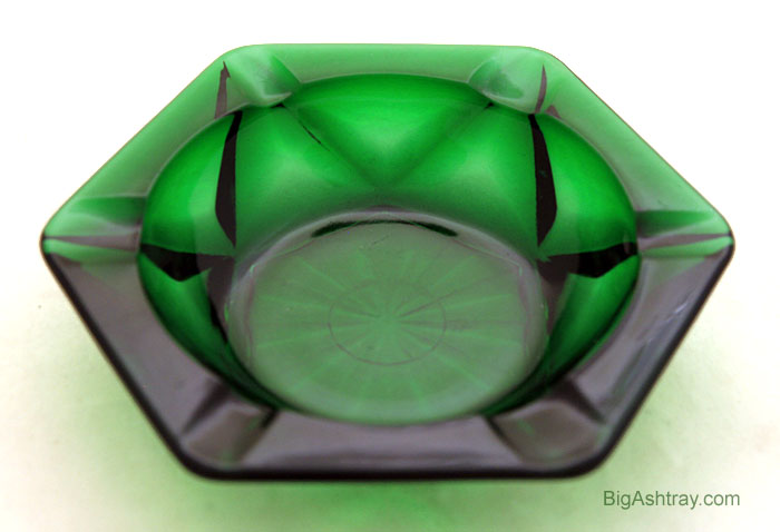 Hexagon Forest Green Glass Ashtray