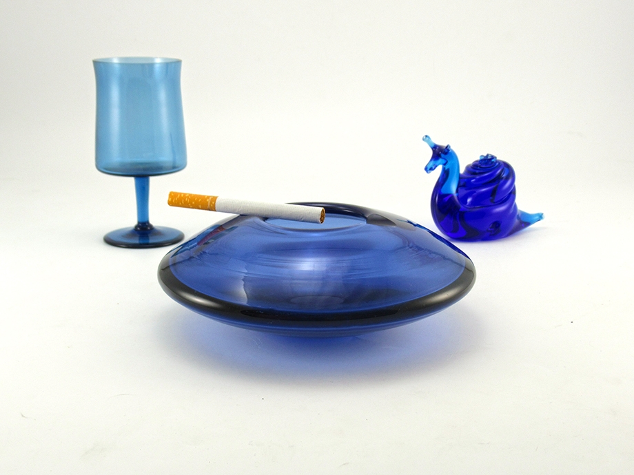 Holmegaard Glass Mid-Century Atomic Spaceship Ashtray Per Lutken