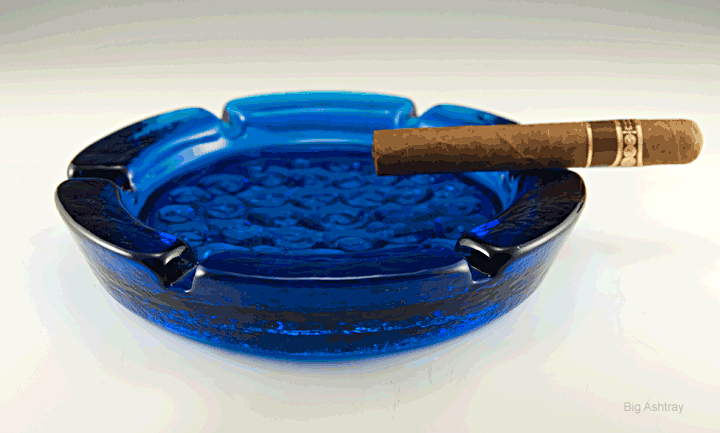 Huge 5 lb ashtray in Blenko's famous dark sapphire blue