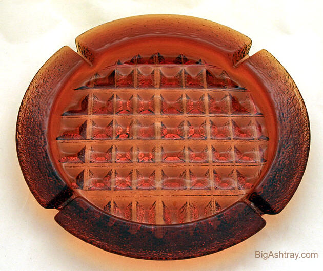Huge Amber Blenko Art Glass Waffle Ashtray