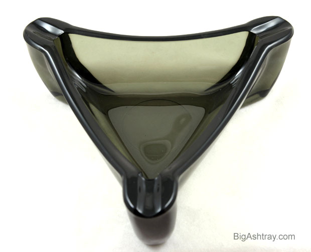 Huge Modernist Smoke Green Art Glass Cigar Ashtray
