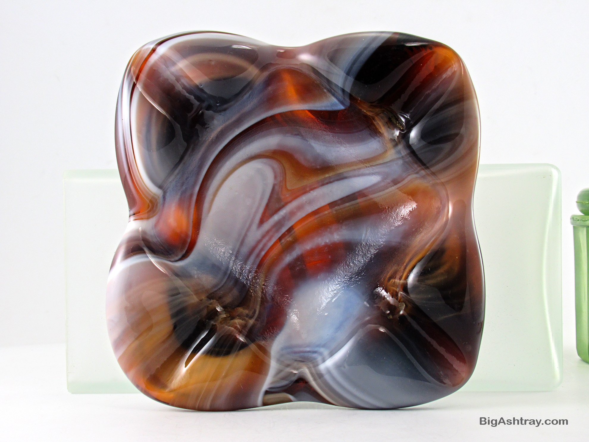 Imperial Slag Glass Ashtray in Root Beer Float Vintage USA