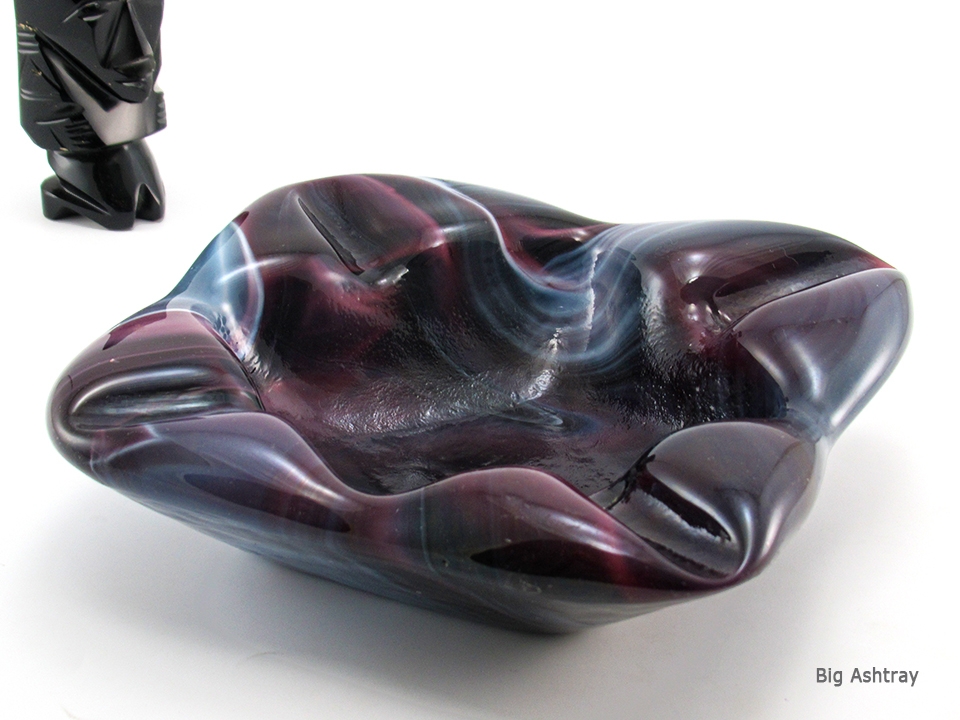 Slag Glass Cigar Ashtray by Imperial in Purple and Cream