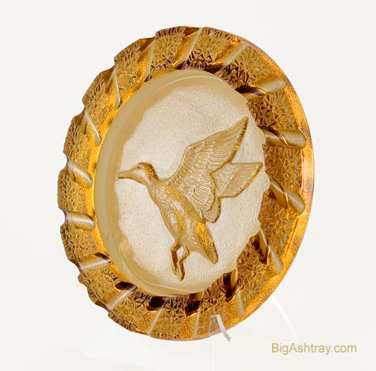 Intaglio Duck Multi-Rest Glass Ashtray in Amber