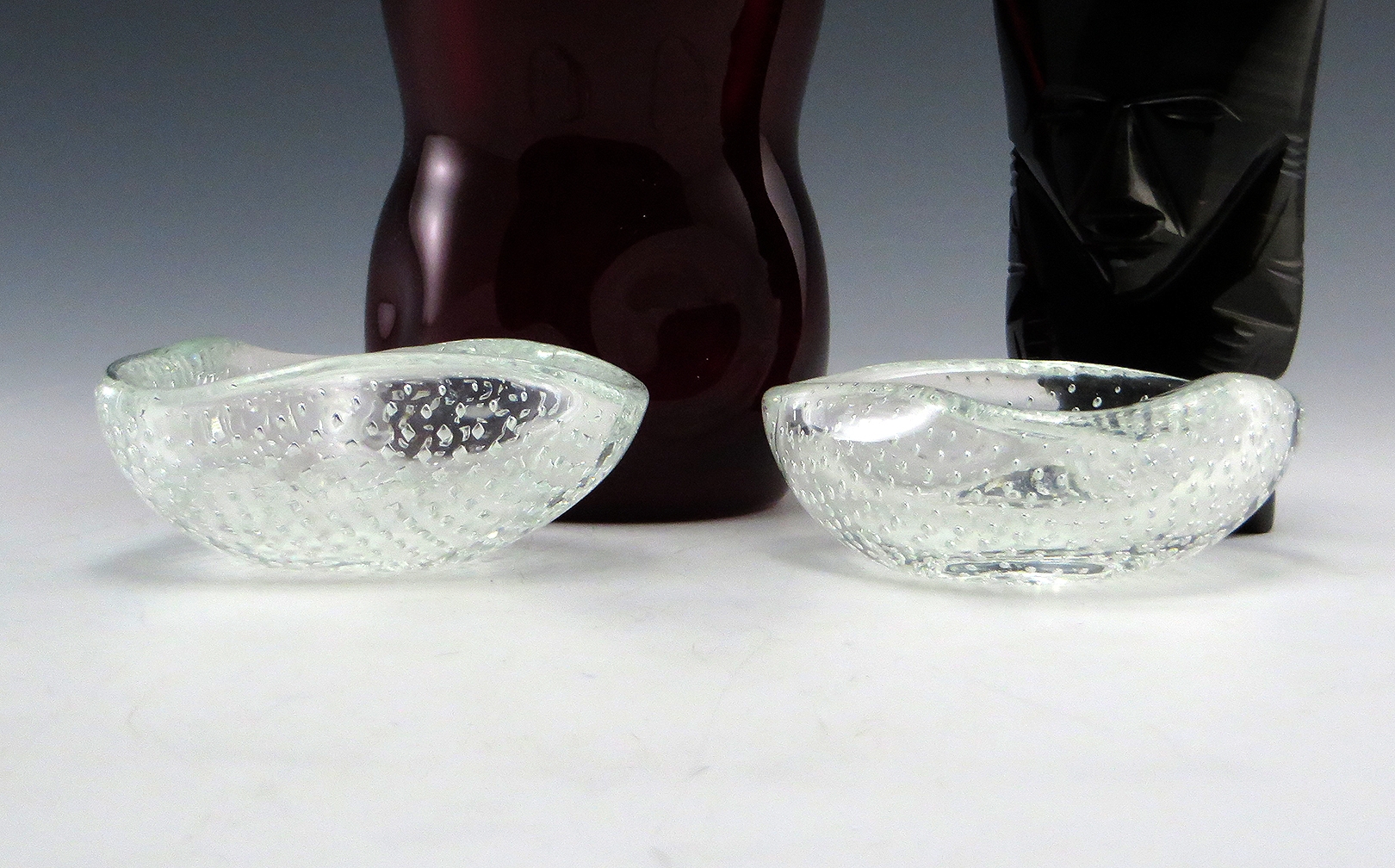 Petite Venini Art Glass Ash Bowls Precision Diamond Bubbles - Image 3