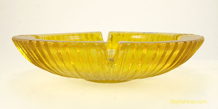 Lemon Yellow Blenko Ashtray with Foil Hand Label - Image 3