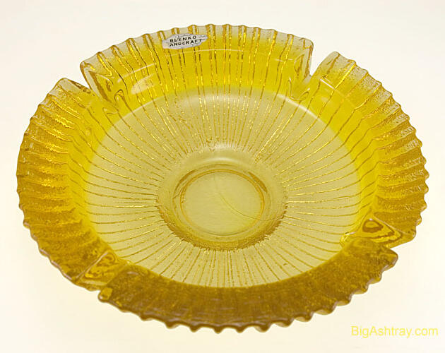 Lemon Yellow Blenko Ashtray with Foil Hand Label